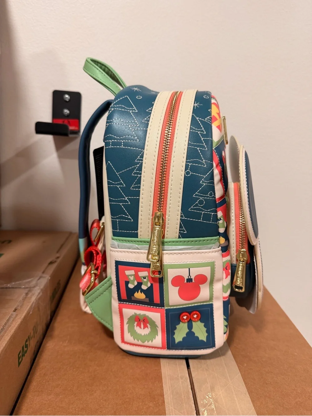 Loungefly Disney Mickey Mouse Holiday Mini Backpack - Blue & Cream